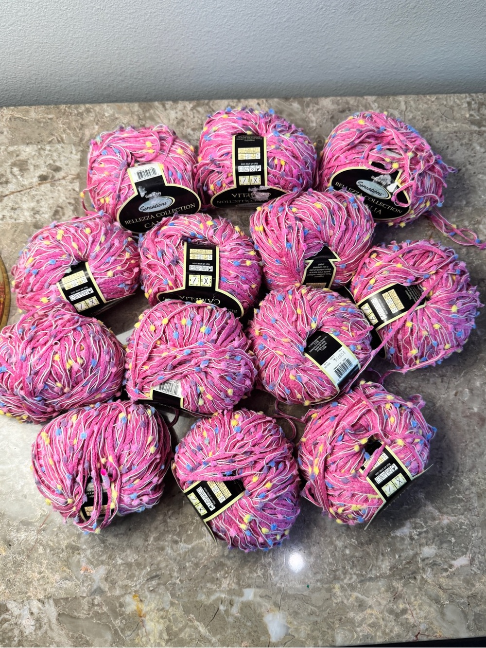 13 skeins Sensations Belleza collection Camelia pink yarn  cotton blend confetti